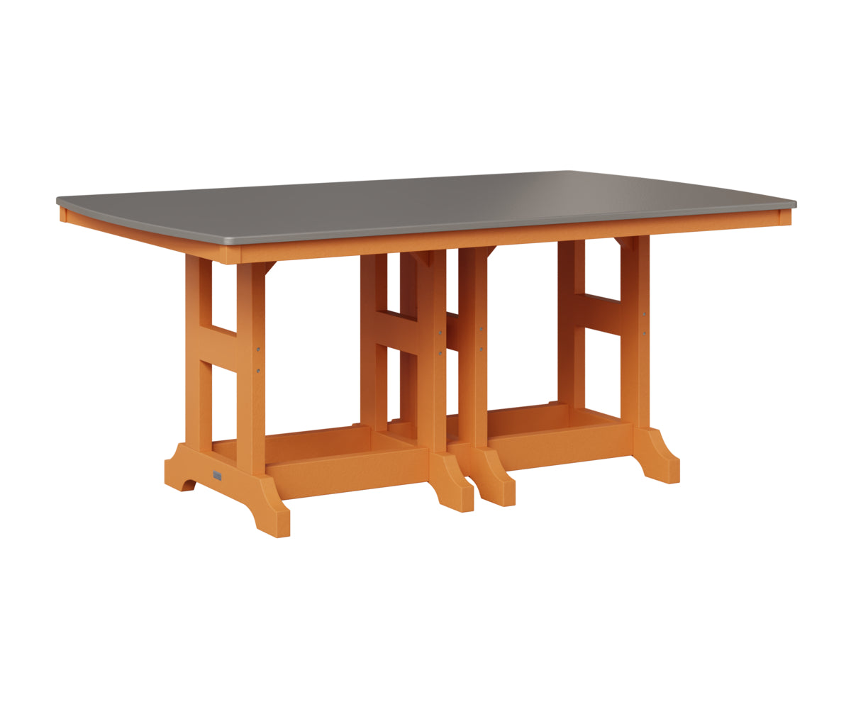 Berlin Gardens Garden Classic 44" x 72" Rectangular Table in Mango Orange, Hammered Stainless top