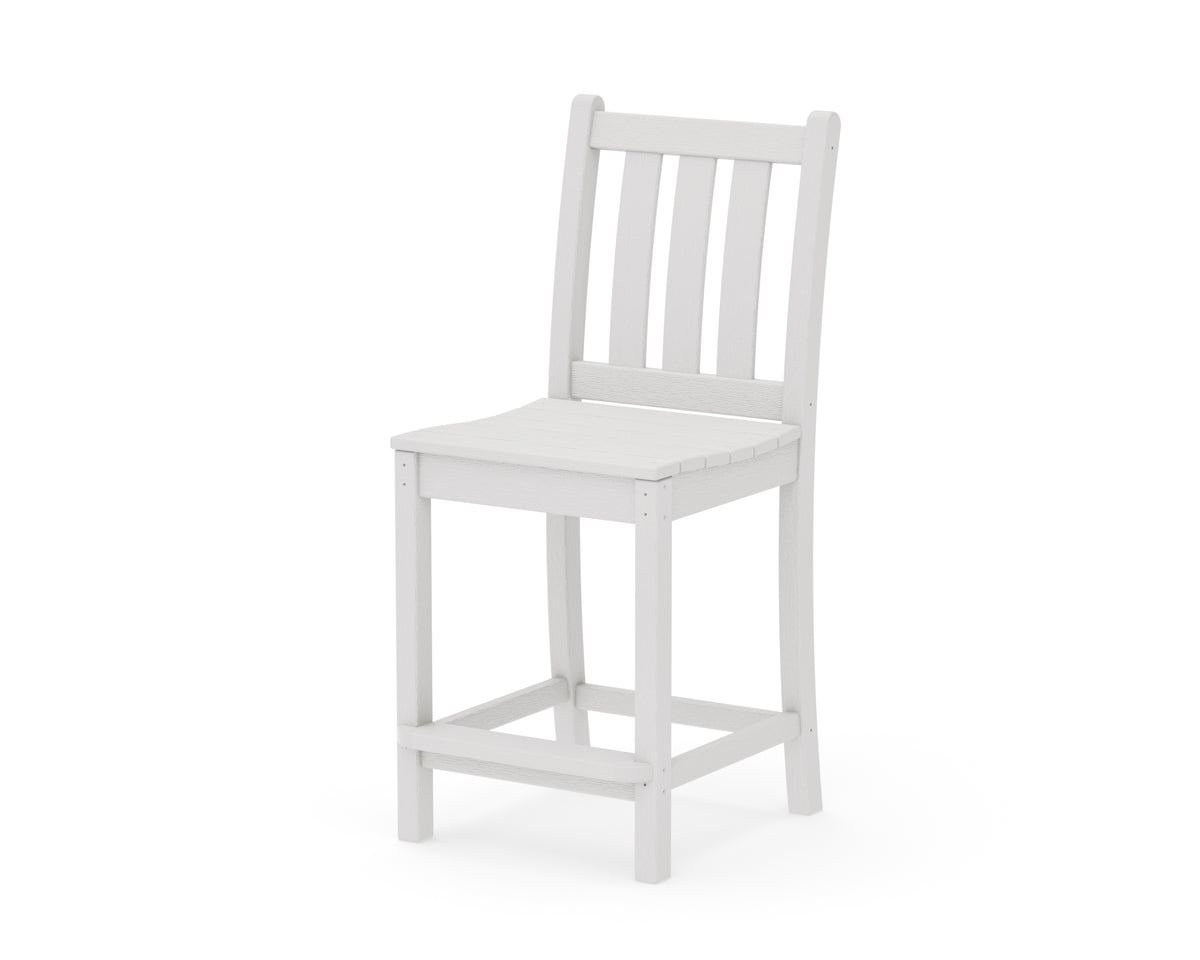 POLYWOOD Traditional Garden Counter Side Chair in Vintage White