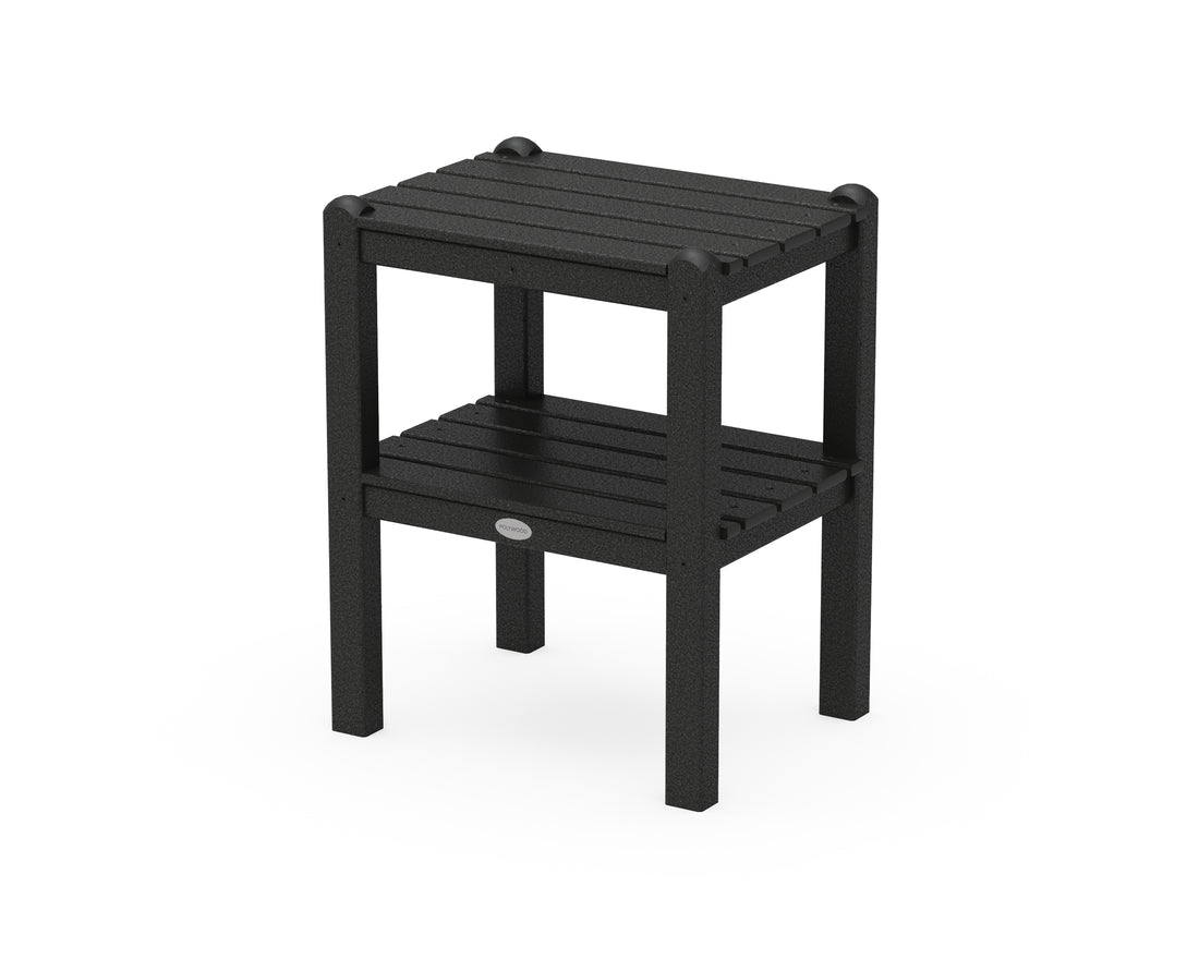 POLYWOOD Two Shelf Side Table in Black