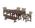 POLYWOOD Coastal Woven 6-Piece Farmhouse Dining Set with Bench with Farmhouse 37" x 72" Dining Table in Mahogany / Dune Grass
