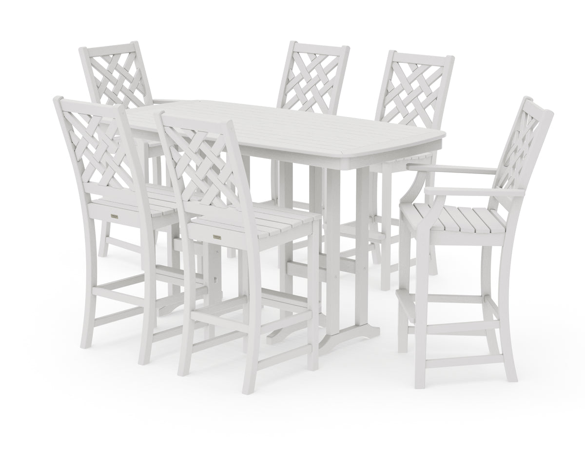 POLYWOOD Country Living Wovendale 7-Piece Bar Set in Vintage White