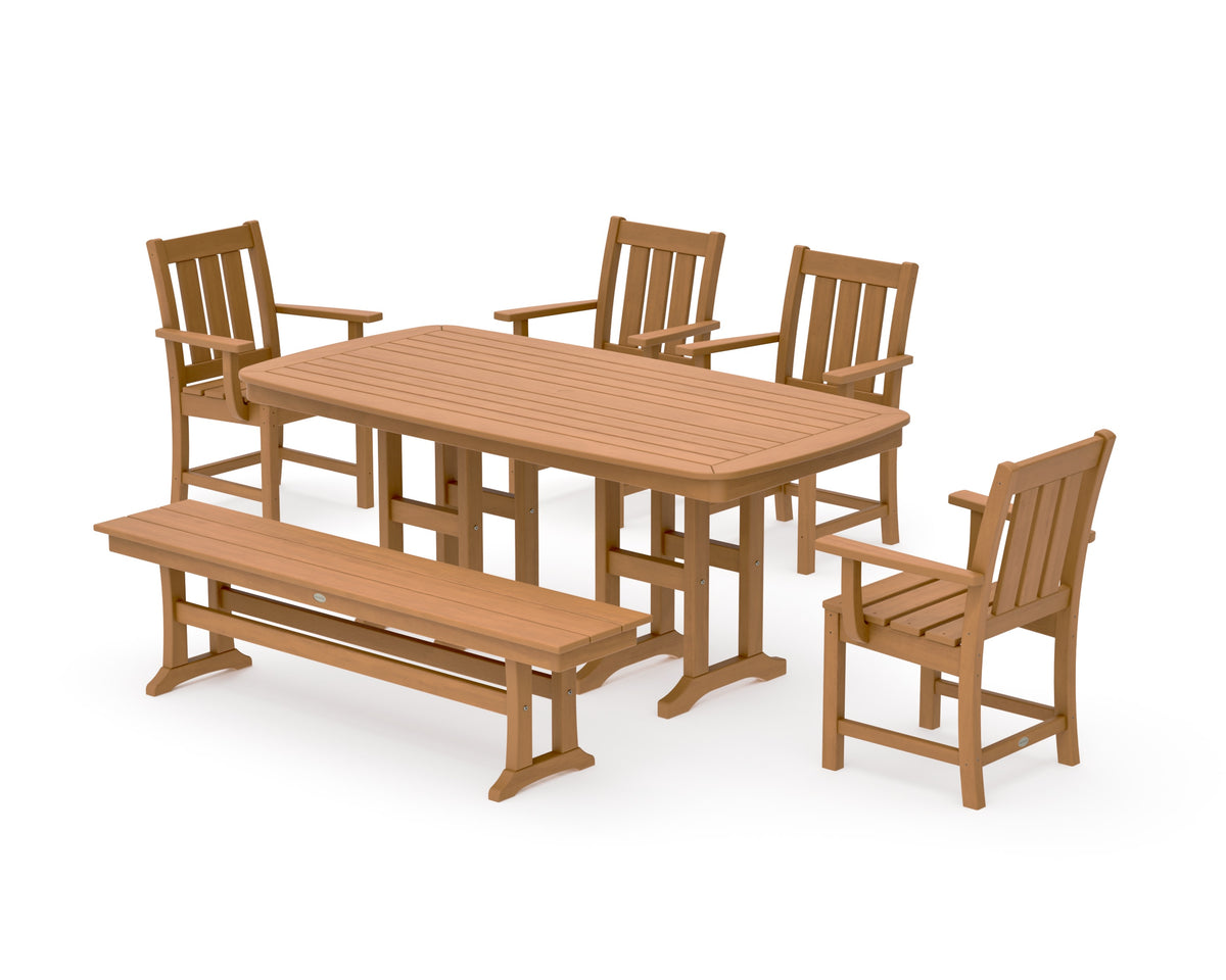 POLYWOOD Oxford 6-Piece Dining Set with Bench in Natural