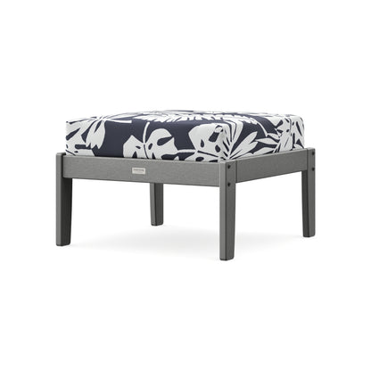 POLYWOOD Cottage Deep Seating Ottoman in Slate Grey / Leaf Navy