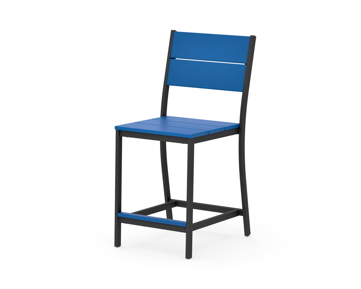 POLYWOOD Main Street Counter Side Chair in Black / Pacific Blue
