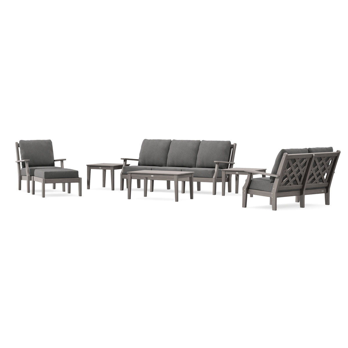 POLYWOOD Country Living Wovendale 7-Piece Deep Seating Set in Driftwood