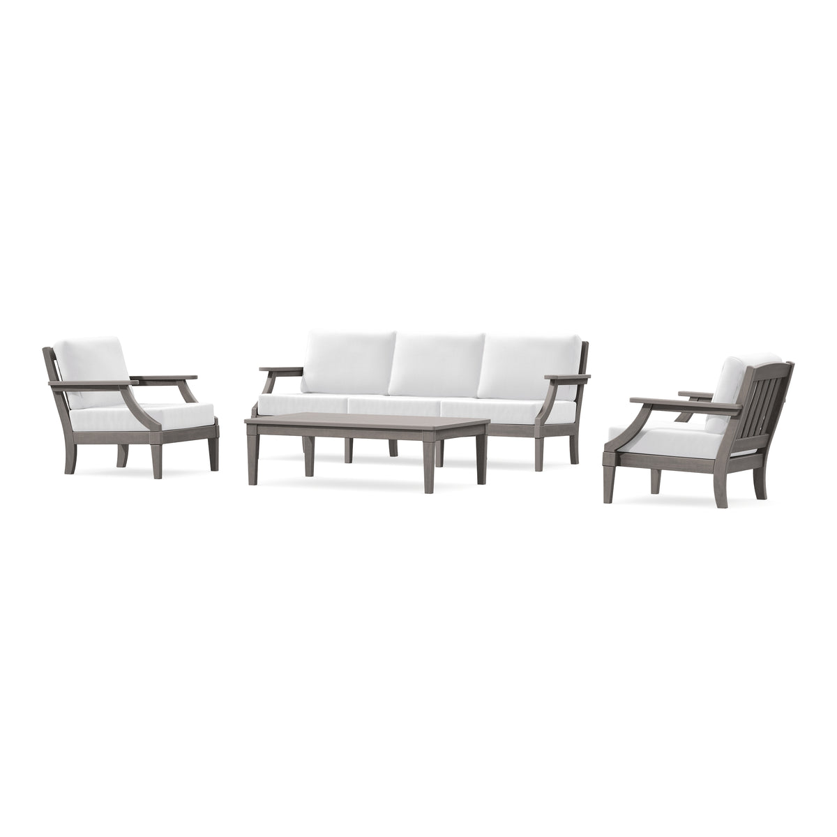 POLYWOOD PW Designer Series Estate 4-Piece Lounge Sofa Set in Driftwood / Natural