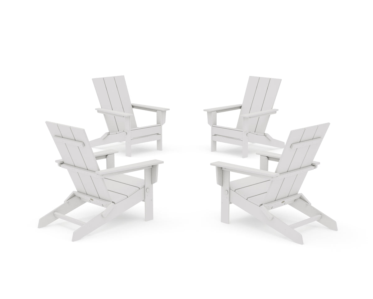 POLYWOOD 4-Piece Modern Studio Folding Adirondack Chair Conversation Set in Vintage White