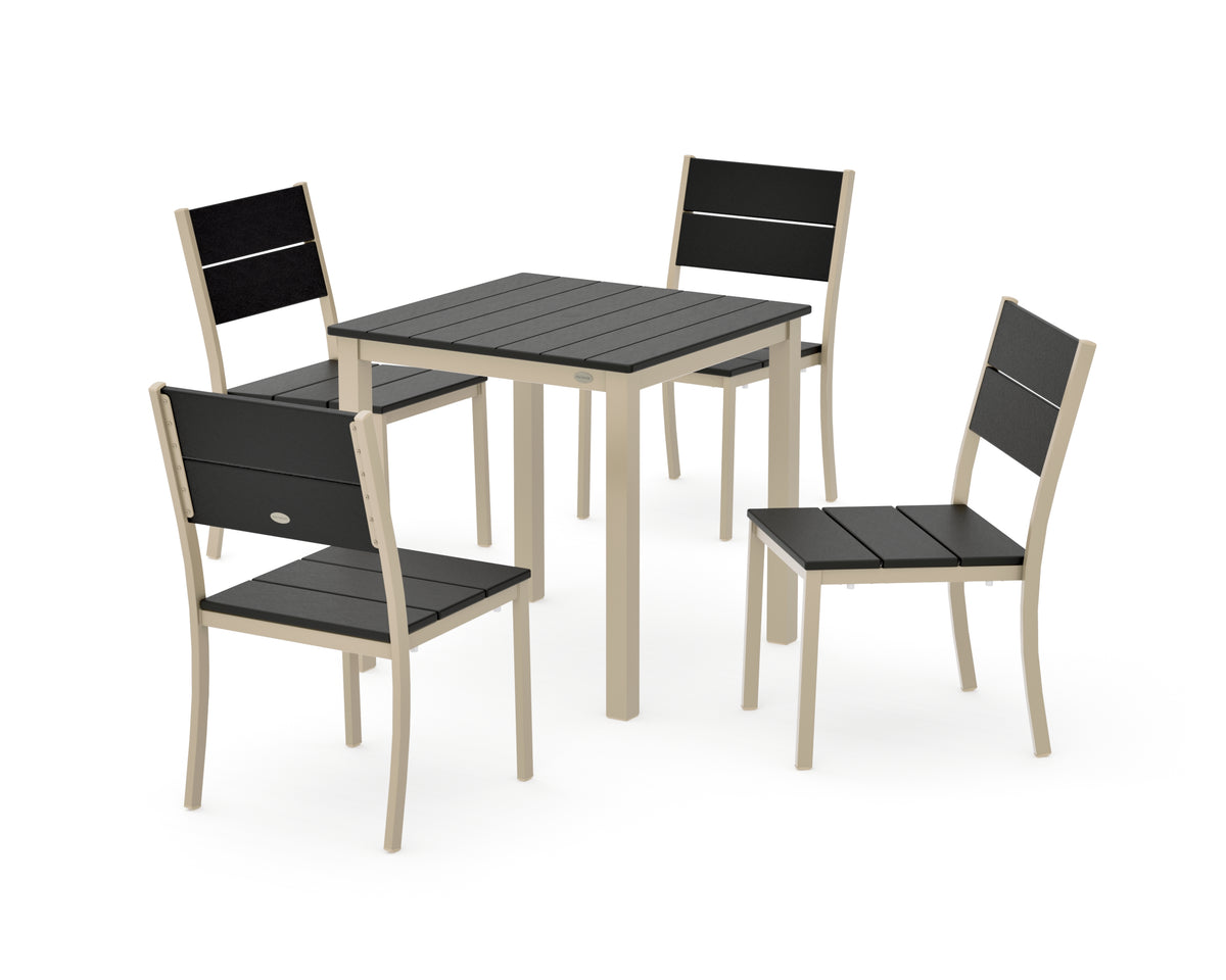 POLYWOOD Main Street 5-Piece Square Dining Set- Small in Sand / Black