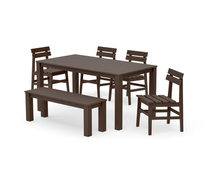 POLYWOOD Modern Studio Plaza Chair 6-Piece Parsons Dining Set with Bench in Kona