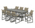 POLYWOOD EDGE Woven 9-Piece Farmhouse Bar Set with Trestle Legs in Slate Grey / Dune Grass