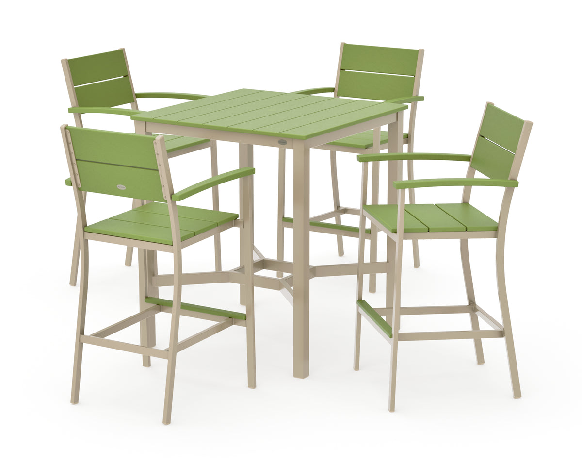 POLYWOOD Main Street 5-Piece Bar Set in Sand / Lime