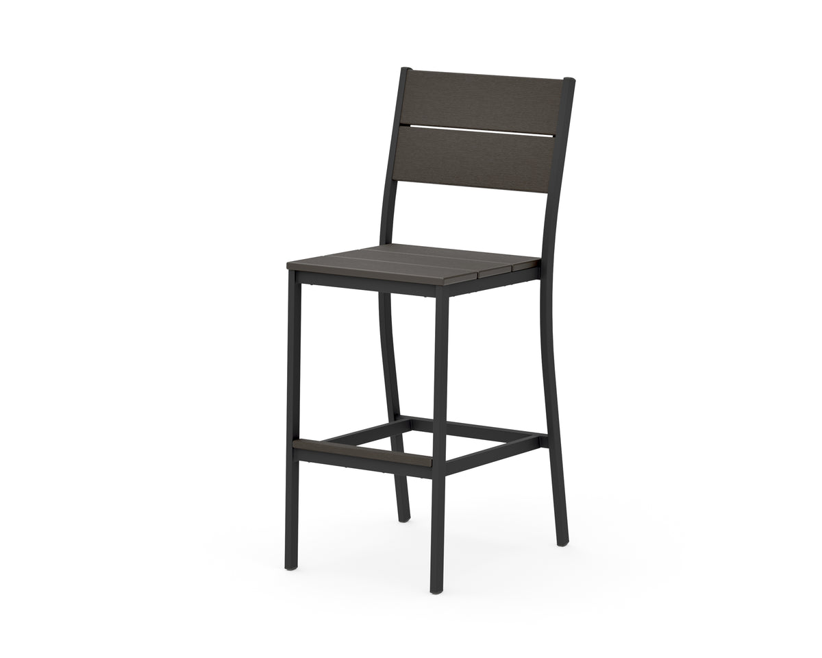 POLYWOOD Main Street Bar Side Chair in Black / Vintage Coffee
