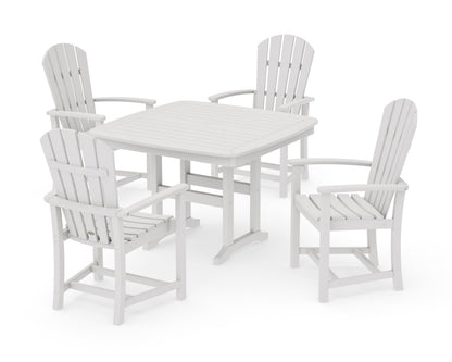 POLYWOOD Palm Coast 5-Piece Dining Set with Trestle Legs - 44" Table in Vintage White