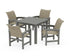 POLYWOOD Coastal Woven 5-Piece Parsons Dining Set in Slate Grey / Dune Grass