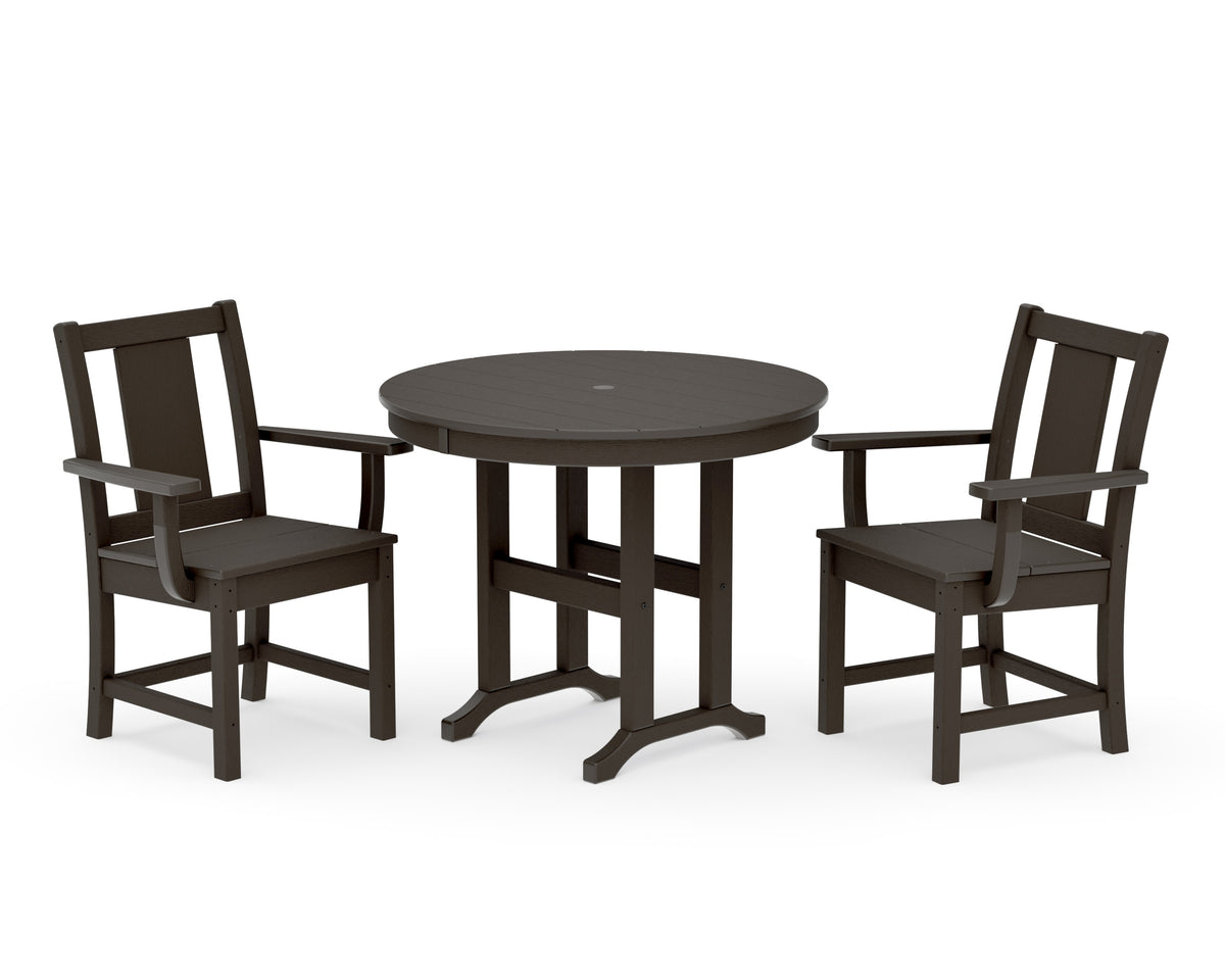 POLYWOOD Prairie 3-Piece Farmhouse Dining Set in Vintage Coffee
