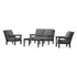 POLYWOOD Chippendale 4-Piece Deep Seating Set with Loveseat in Black