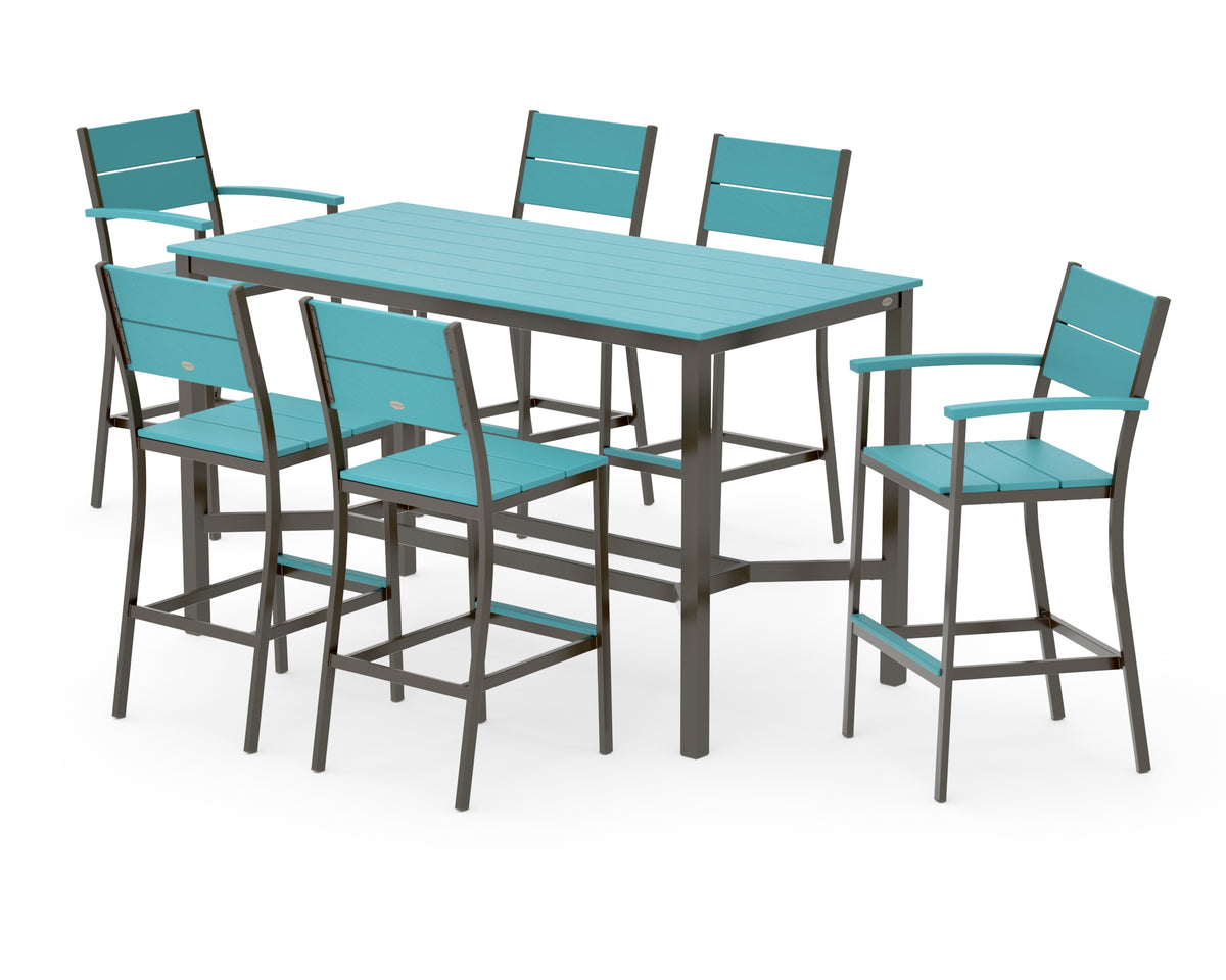 POLYWOOD Main Street 7-Piece Bar Set in Bronze / Aruba
