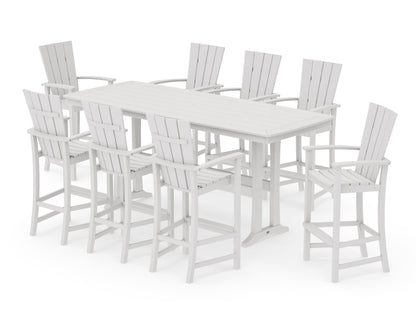 POLYWOOD Quattro Adirondack 9-Piece Bar Set with Trestle Legs in Vintage White