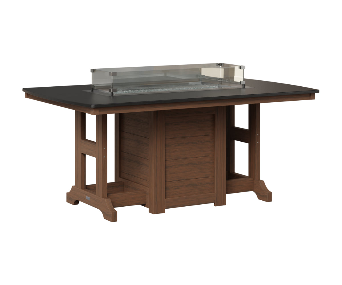 Berlin Gardens Garden Classic 44" x 72" Rectangular Fire Table in Brazilian Walnut, Hammered Black top