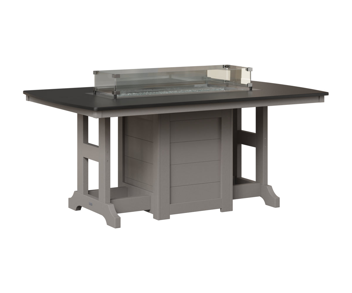 Berlin Gardens Garden Classic 44" x 72" Rectangular Fire Table in Light Gray, Hammered Black top