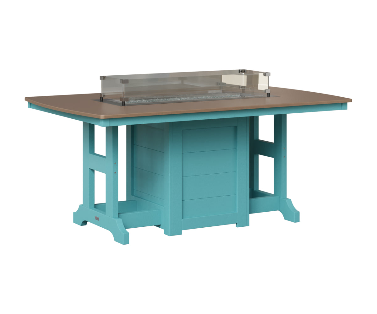Berlin Gardens Garden Classic 44" x 72" Rectangular Fire Table in Aruba Blue, Hammered Bronze top