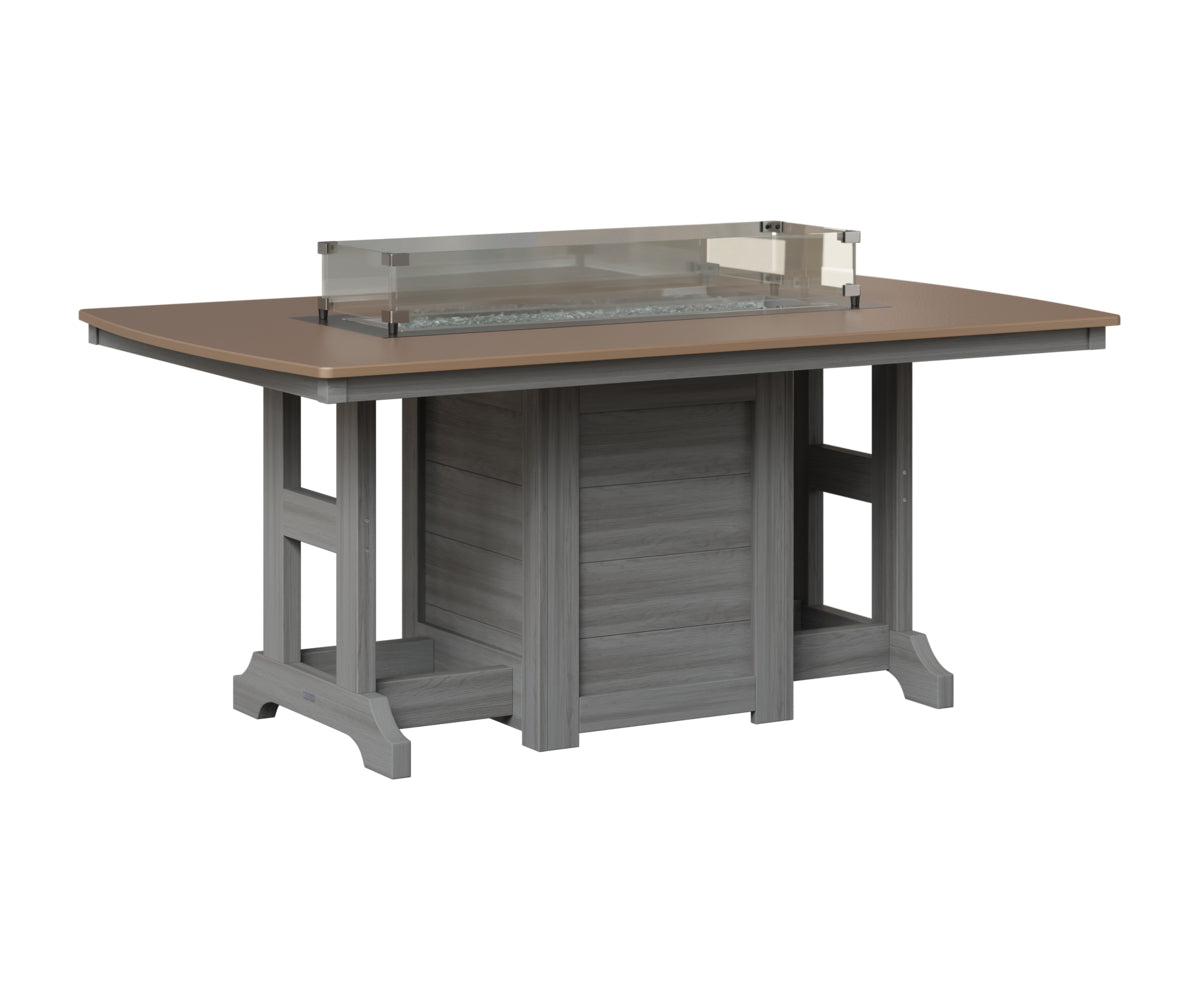 Berlin Gardens Garden Classic 44" x 72" Rectangular Fire Table in Driftwood Gray, Hammered Bronze top