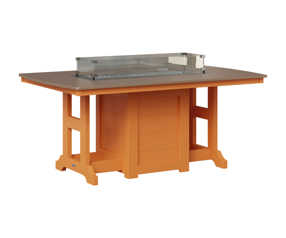 Berlin Gardens Garden Classic 44" x 72" Rectangular Fire Table in Mango Orange, Hammered Bronze top