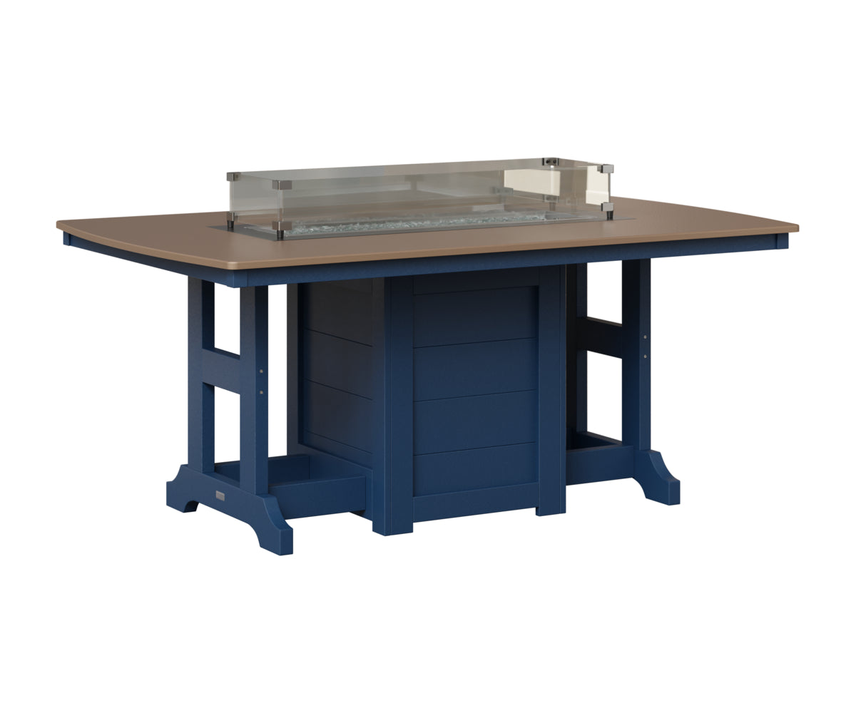 Berlin Gardens Garden Classic 44" x 72" Rectangular Fire Table in Navy Blue, Hammered Bronze top