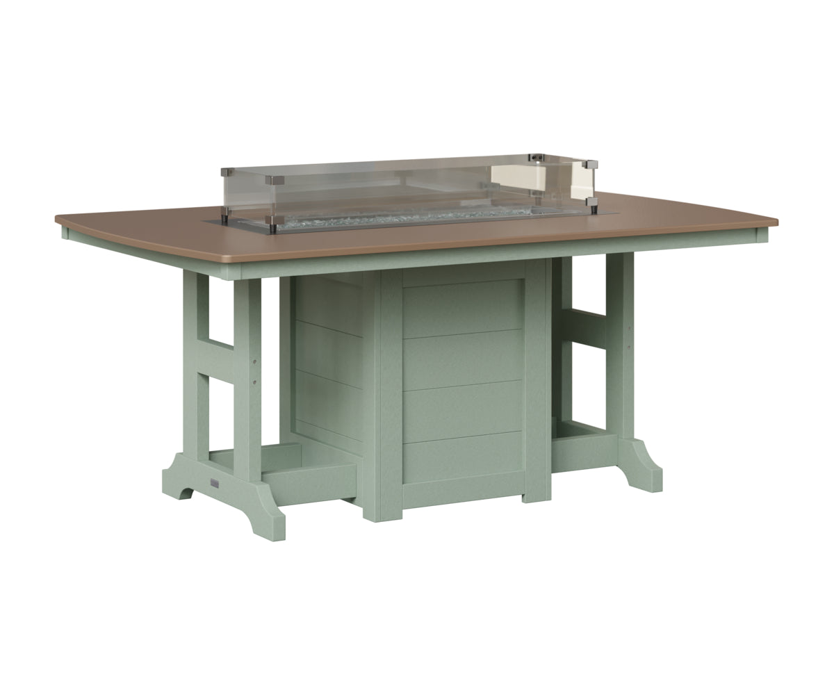 Berlin Gardens Garden Classic 44" x 72" Rectangular Fire Table in Sea Foam, Hammered Bronze top