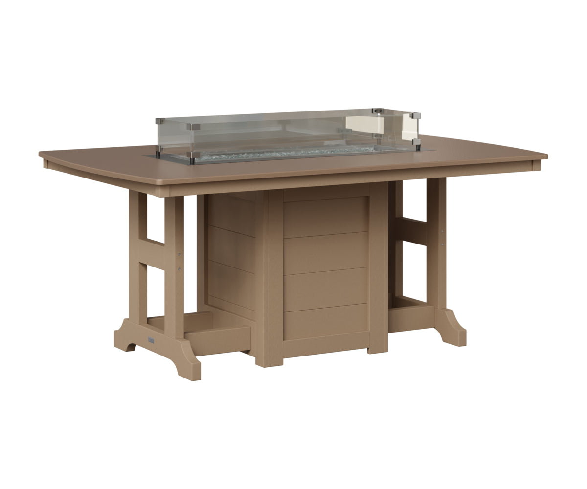 Berlin Gardens Garden Classic 44" x 72" Rectangular Fire Table in Weatherwood, Hammered Bronze top