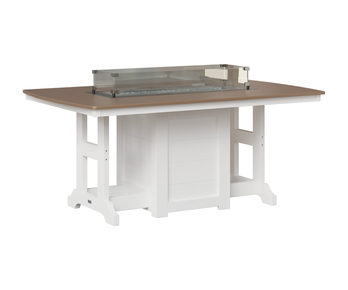 Berlin Gardens Garden Classic 44" x 72" Rectangular Fire Table in White, Hammered Bronze top