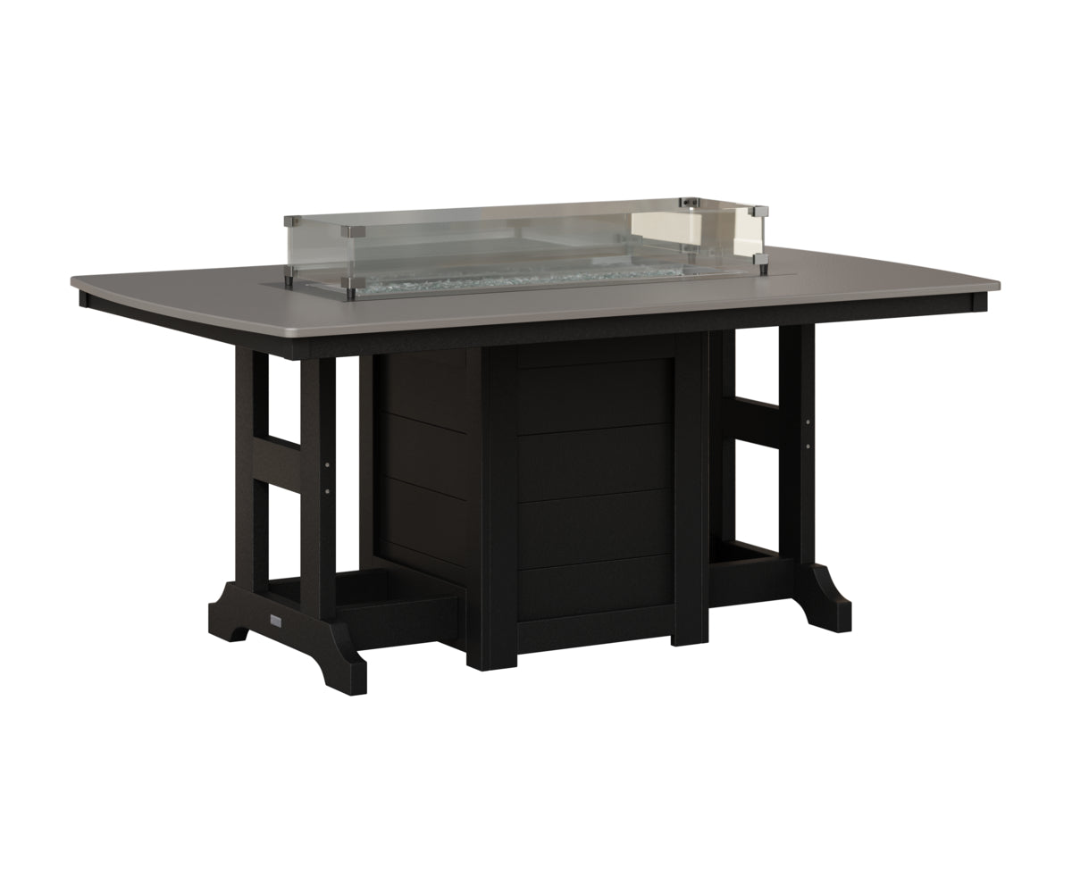 Berlin Gardens Garden Classic 44" x 72" Rectangular Fire Table in Black, Hammered Stainless top