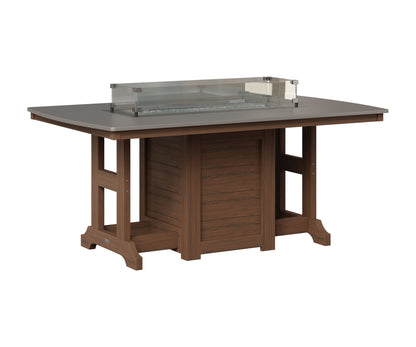 Berlin Gardens Garden Classic 44" x 72" Rectangular Fire Table in Brazilian Walnut, Hammered Stainless top