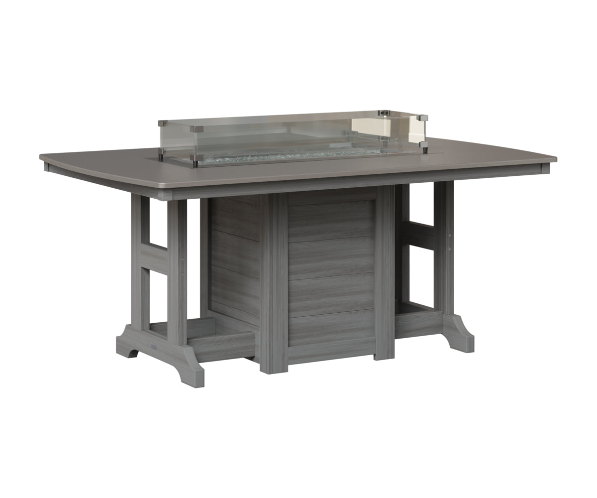 Berlin Gardens Garden Classic 44" x 72" Rectangular Fire Table in Driftwood Gray, Hammered Stainless top