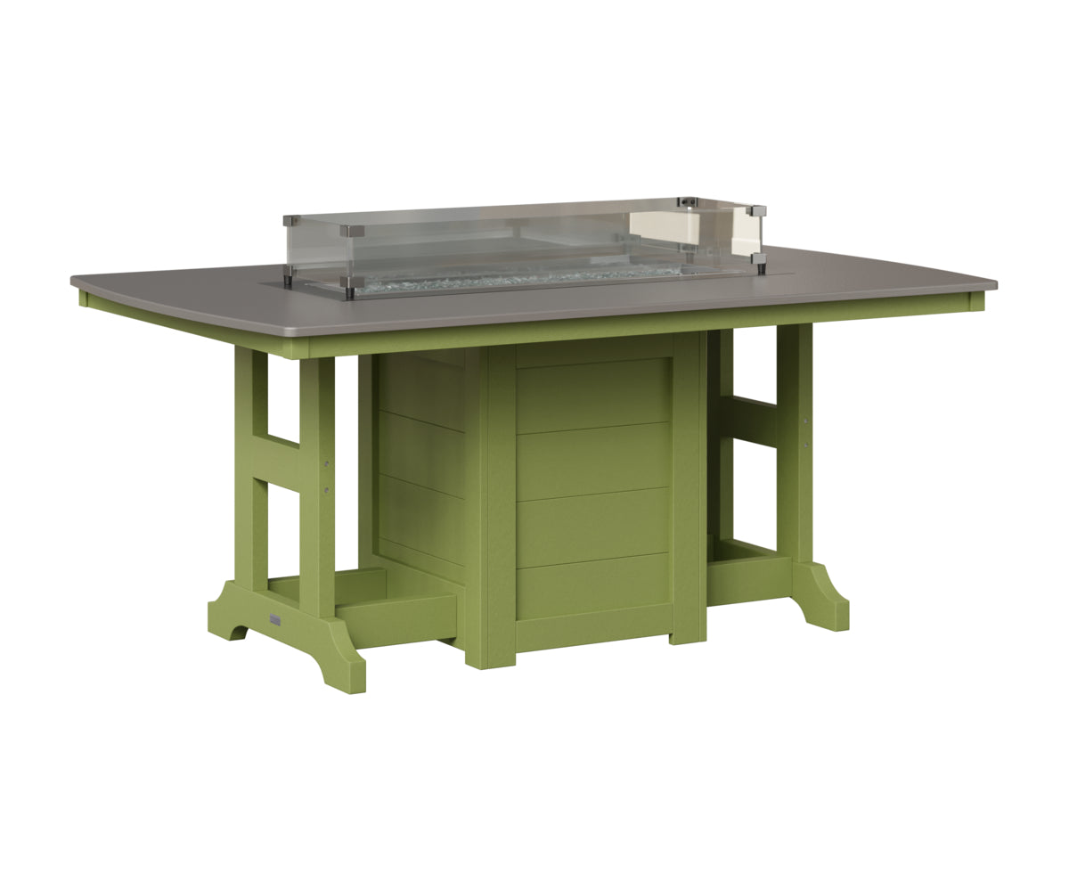 Berlin Gardens Garden Classic 44" x 72" Rectangular Fire Table in Kiwi Green, Hammered Stainless top