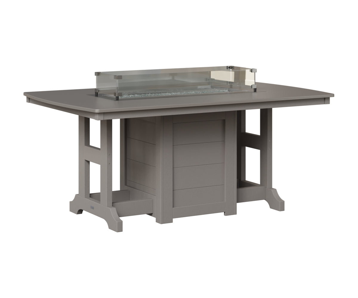 Berlin Gardens Garden Classic 44" x 72" Rectangular Fire Table in Light Gray, Hammered Stainless top