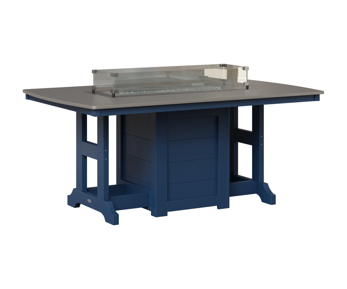 Berlin Gardens Garden Classic 44" x 72" Rectangular Fire Table in Navy Blue, Hammered Stainless top