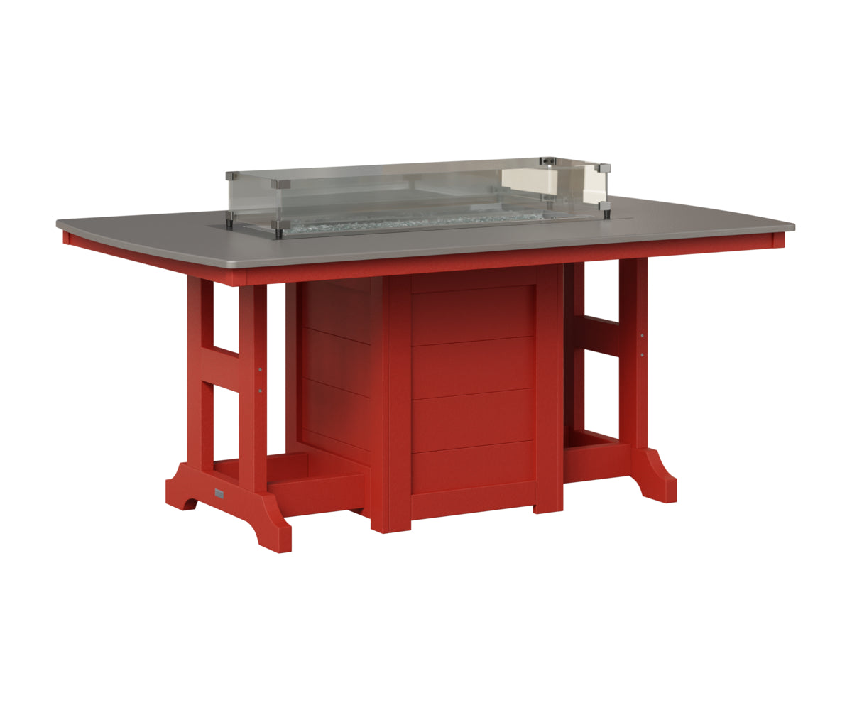 Berlin Gardens Garden Classic 44" x 72" Rectangular Fire Table in Scarlet Red, Hammered Stainless top