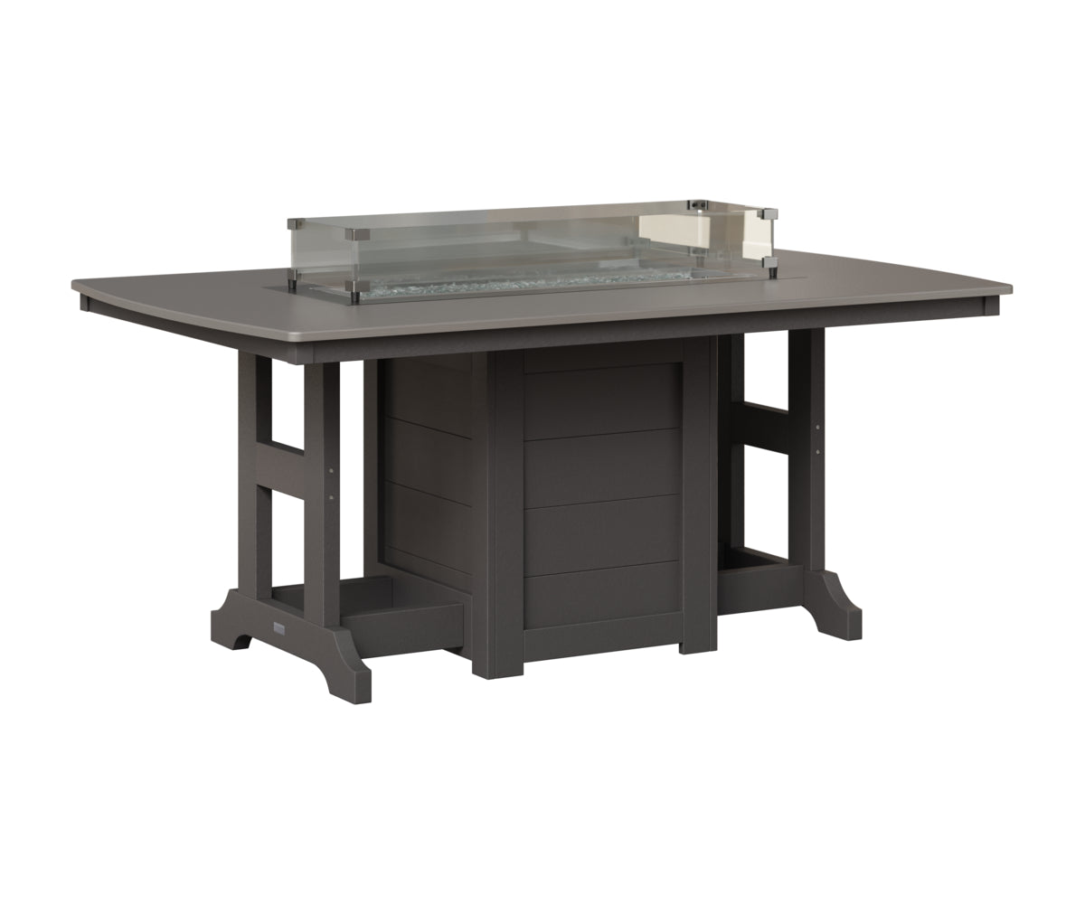 Berlin Gardens Garden Classic 44" x 72" Rectangular Fire Table in Smoke Gray, Hammered Stainless top