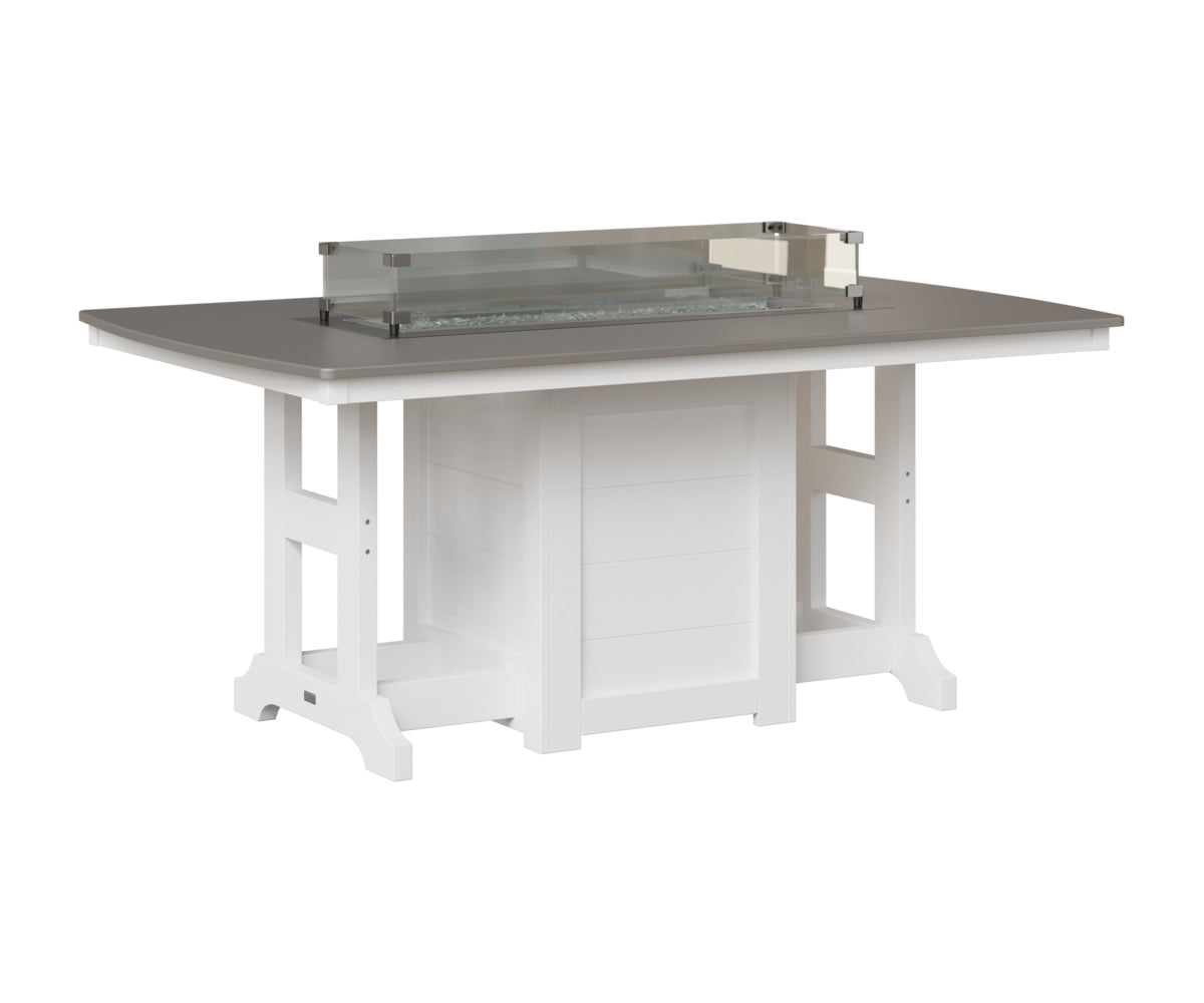 Berlin Gardens Garden Classic 44" x 72" Rectangular Fire Table in White, Hammered Stainless top
