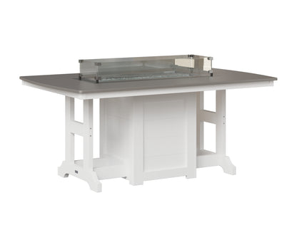 Berlin Gardens Garden Classic 44" x 72" Rectangular Fire Table in White, Hammered Stainless top