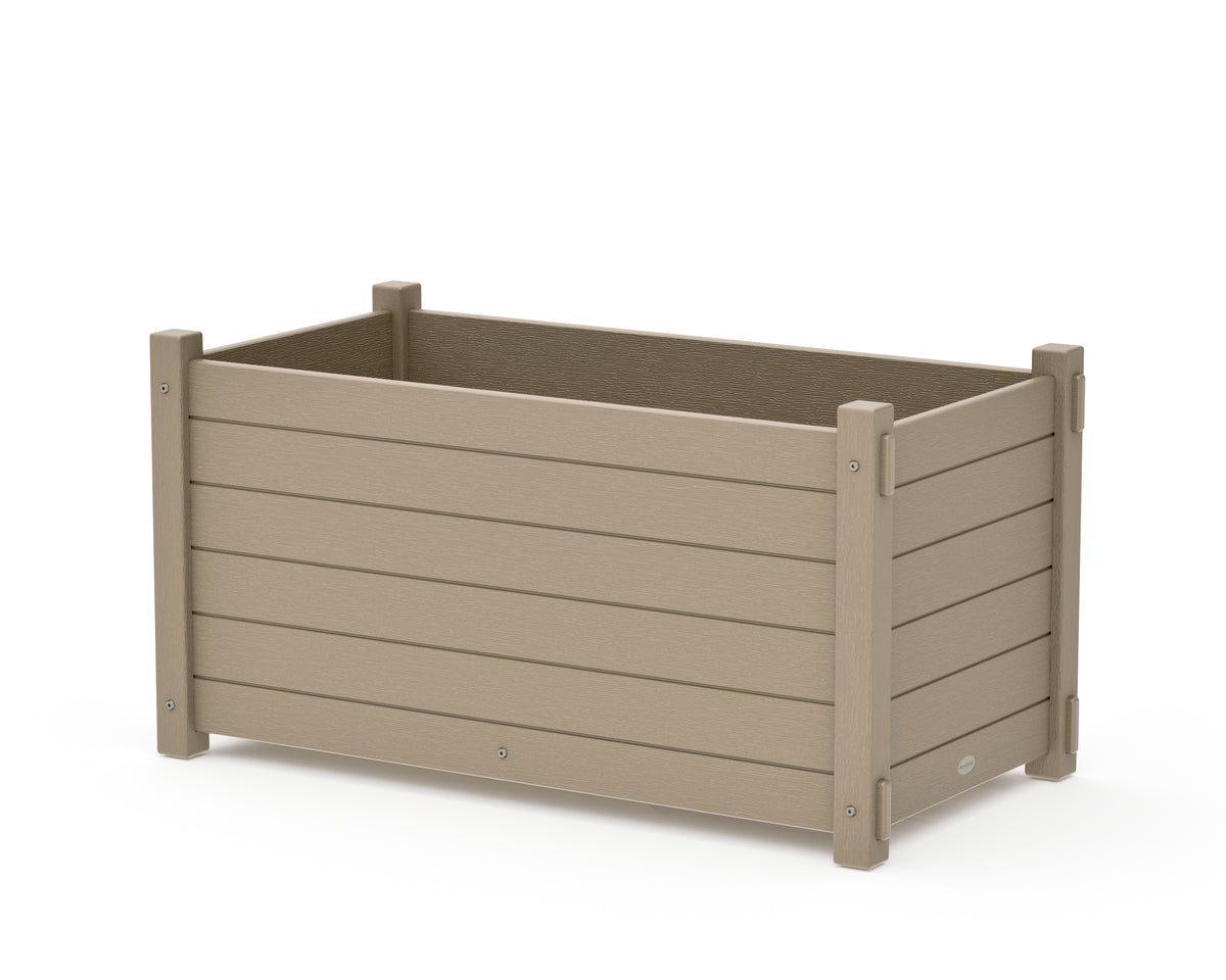 POLYWOOD Nautical Large Rectangle Double Planter Box in Vintage Sahara