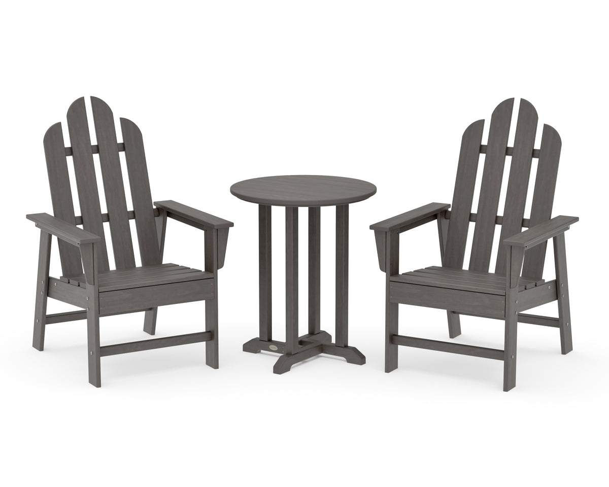 POLYWOOD Long Island 3-Piece Round Bistro Dining Set in Driftwood