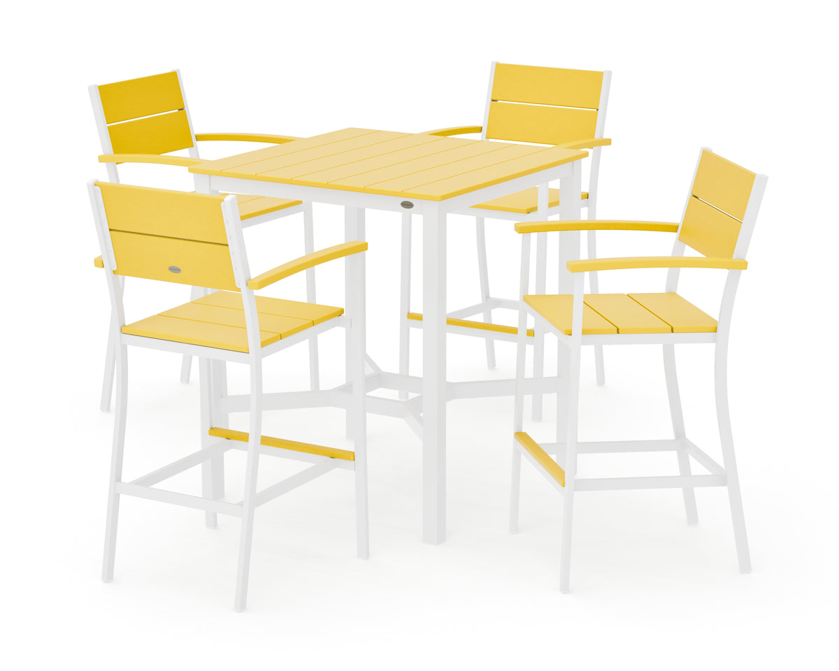 POLYWOOD Main Street 5-Piece Bar Set in White / Lemon