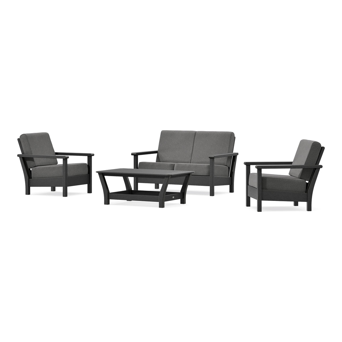 POLYWOOD Harbour 4-Piece Deep Seating Set in Black