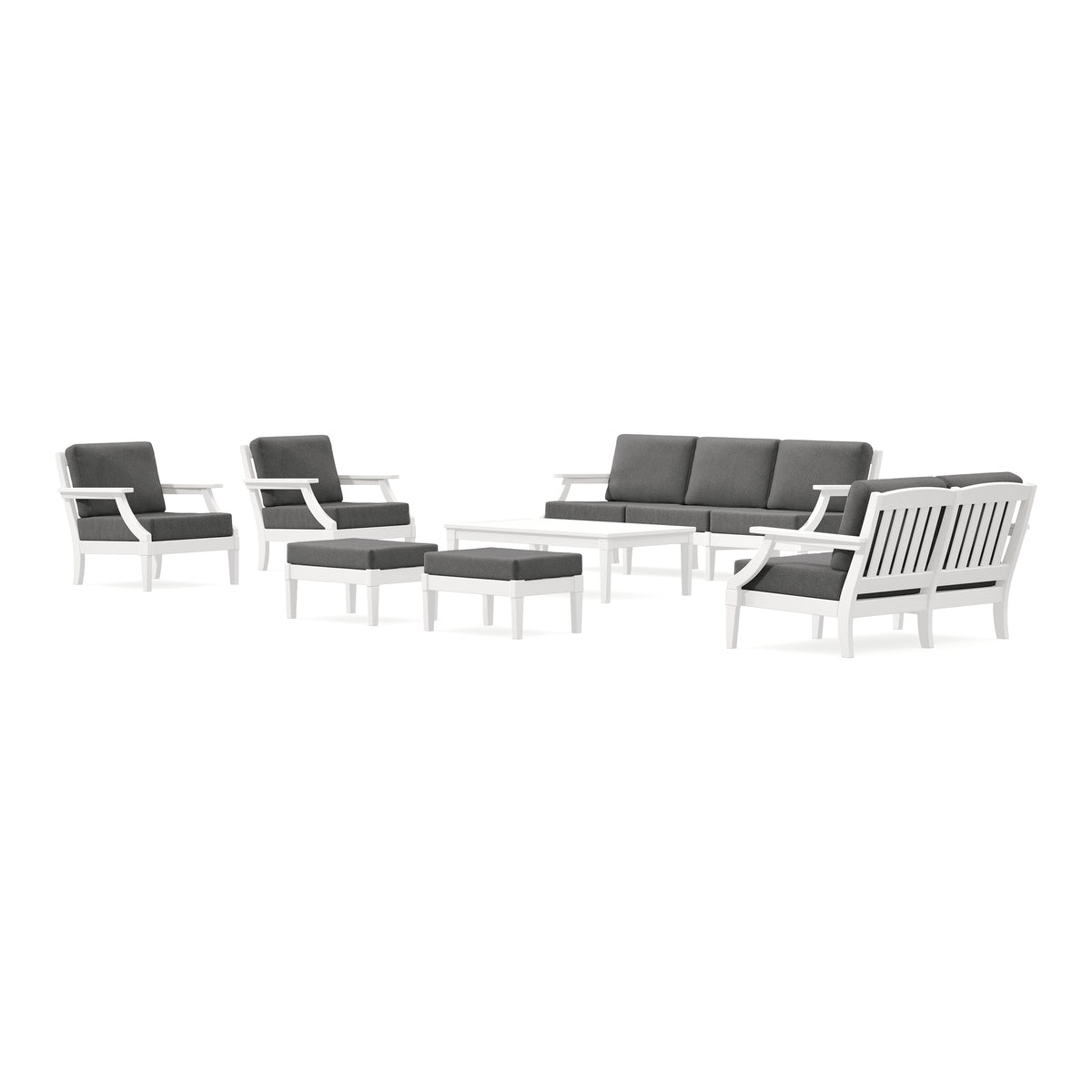 POLYWOOD PW Designer Series Estate 7-Piece Lounge Sofa Set in Vintage White / Ash Charcoal