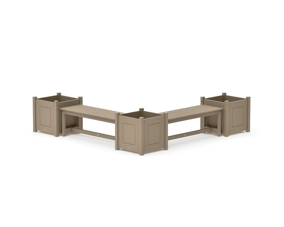 POLYWOOD 48" Country Living L-Shaped Planter Bench Corner Set - Large in Vintage Sahara
