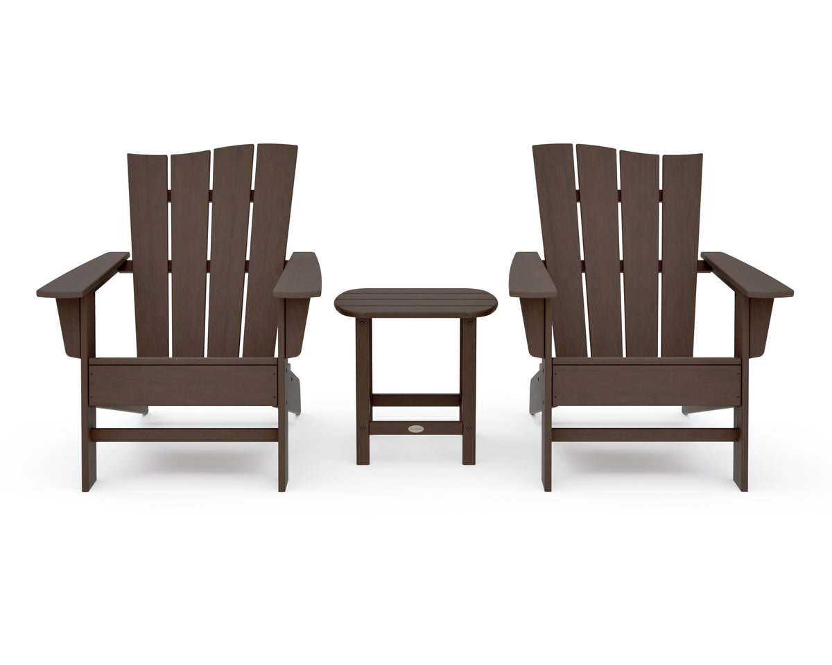POLYWOOD Wave 3-Piece Adirondack Chair Set in Kona