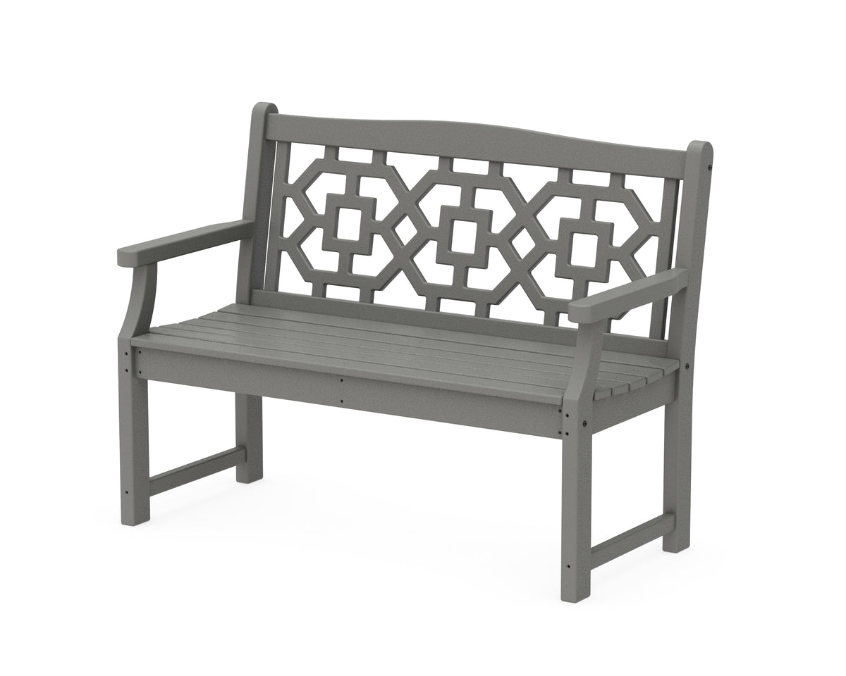 POLYWOOD Chinoiserie 48" Garden Bench in Slate Grey