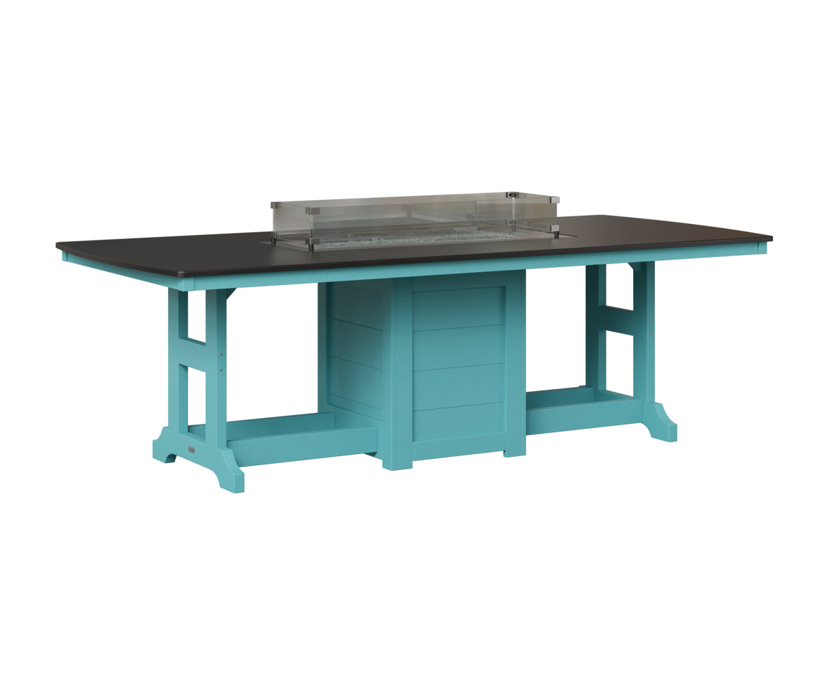 Berlin Gardens Garden Classic 44" x 96" Rectangular Fire Table in Aruba Blue, Hammered Black top